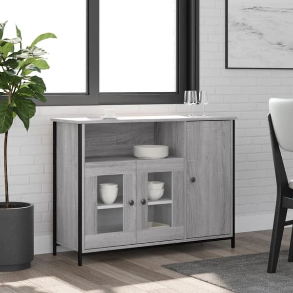vidaXL skænk 100x35x75 cm konstrueret træ grå sonoma-eg