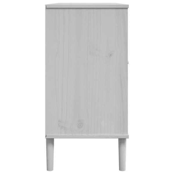 vidaXL Sidobord SENJA rottinglook vit 112x40x80 cm massiv furu