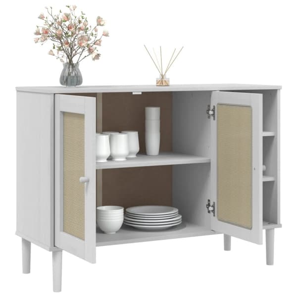 vidaXL Skjenk SENJA rotting utseende hvit 112x40x80 cm heltre furu