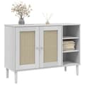 Miniatyrbilde 2 av 11: vidaXL Skjenk SENJA rotting utseende hvit 112x40x80 cm heltre furu