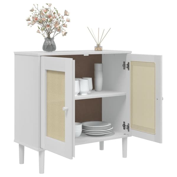 vidaXL Skjenk SENJA rotting utseende hvit 80x35x80 cm heltre furu