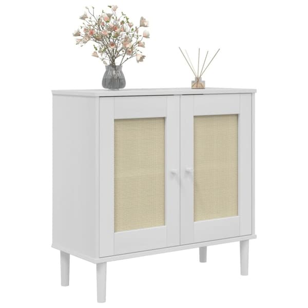 vidaXL Skjenk SENJA rotting utseende hvit 80x35x80 cm heltre furu