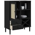 Miniatyrbillede 3 af 11: vidaXL skænk SENJA 90x40x112 cm rattan-look massivt fyrretræ sort