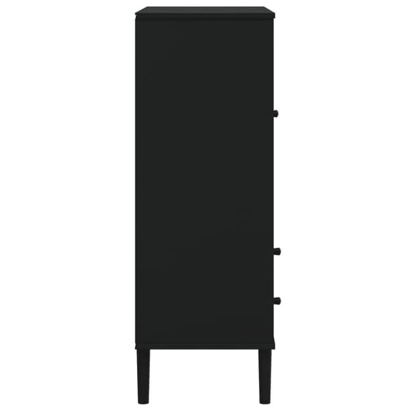 vidaXL skænk SENJA 90x40x112 cm rattan-look massivt fyrretræ sort