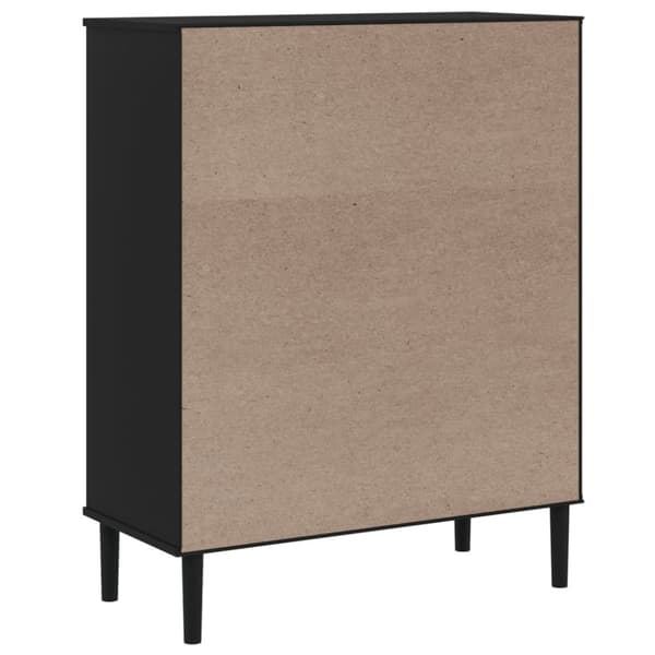 vidaXL skænk SENJA 90x40x112 cm rattan-look massivt fyrretræ sort