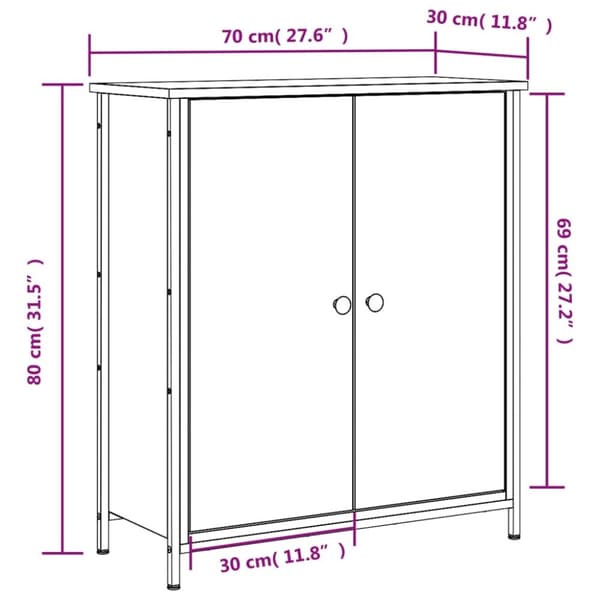 vidaXL skab 70x30x80 cm konstrueret træ sort