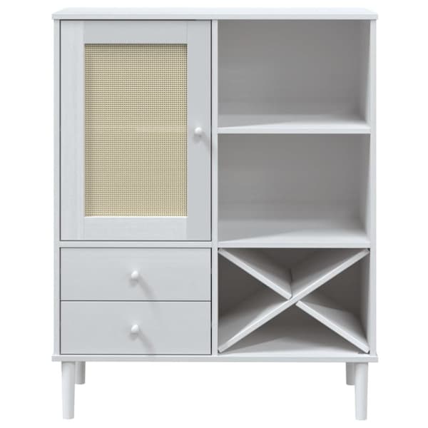 vidaXL Högskåp SENJA rottinglook vit 90x40x112 cm massiv furu