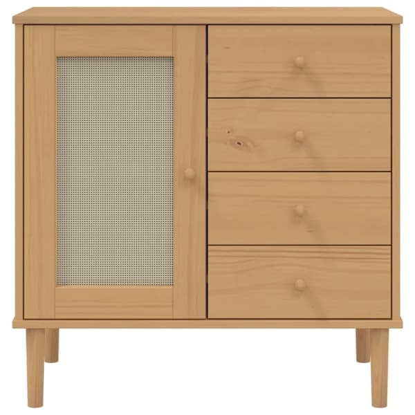 vidaXL Senkki SENJA rottinkityyli ruskea 80x40x80 cm täysi mänty