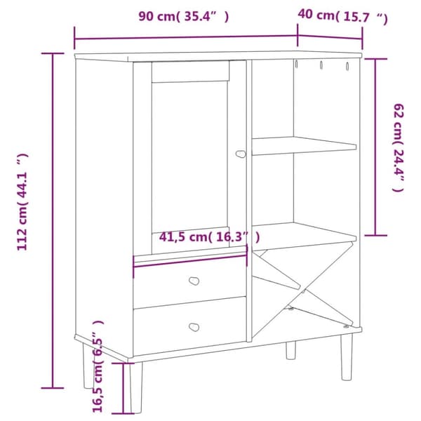 vidaXL Skjenk SENJA rotting utseende brun 90x40x112 cm heltre furu