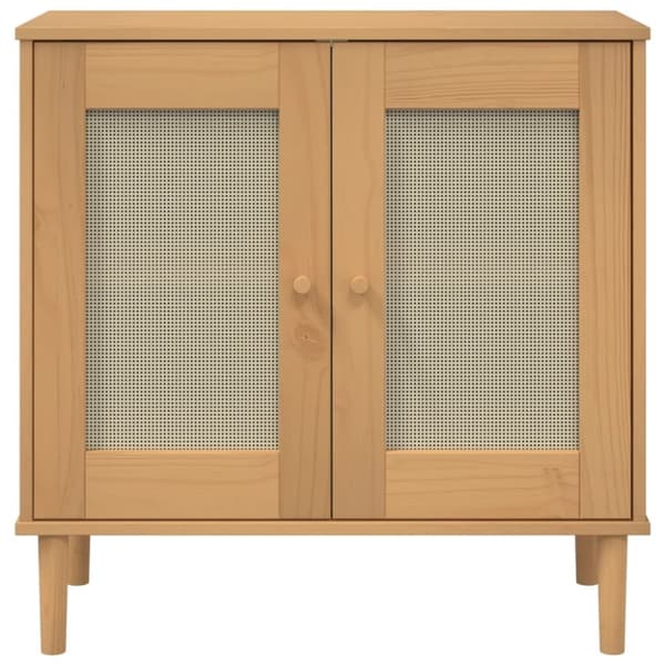 vidaXL skænk SENJA 80x35x80 cm rattan-look massivt fyrretræ brun