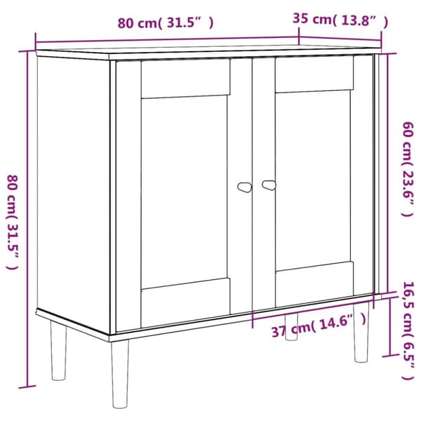 vidaXL skænk SENJA 80x35x80 cm rattan-look massivt fyrretræ brun