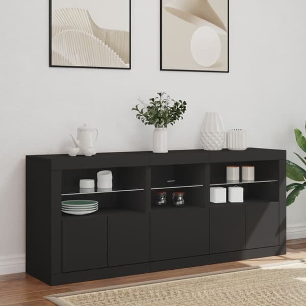 vidaXL Senkki LED-valoilla musta 162x37x67 cm
