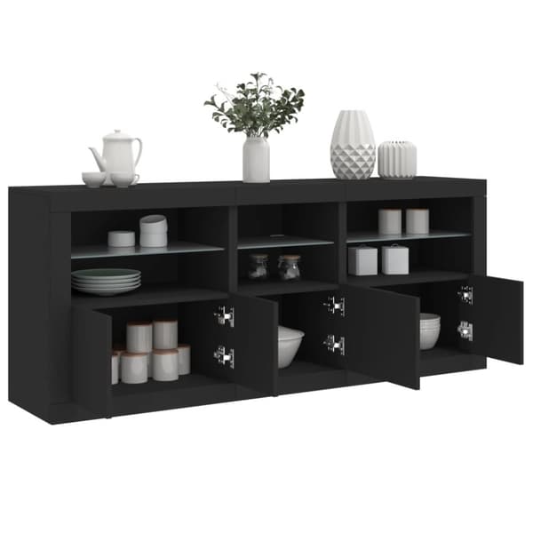 vidaXL Senkki LED-valoilla musta 162x37x67 cm