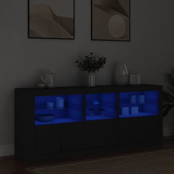 vidaXL Senkki LED-valoilla musta 162x37x67 cm