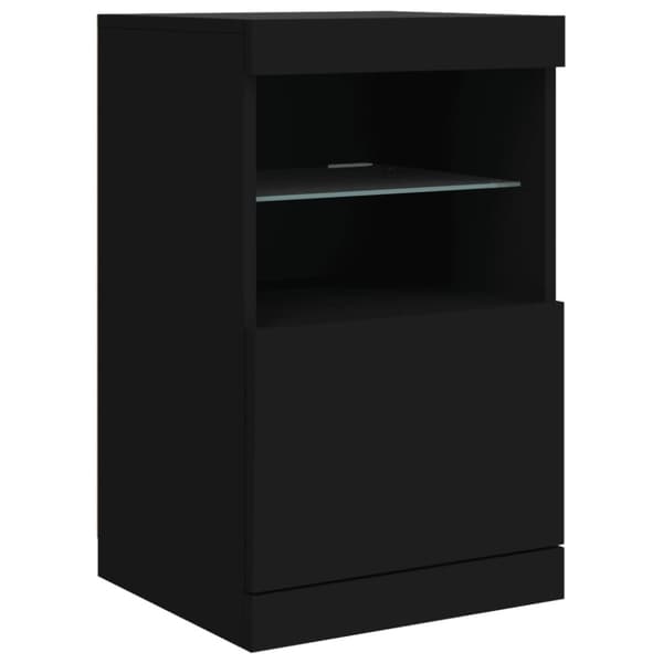 vidaXL Skjenk med LED-lys svart 162x37x67 cm