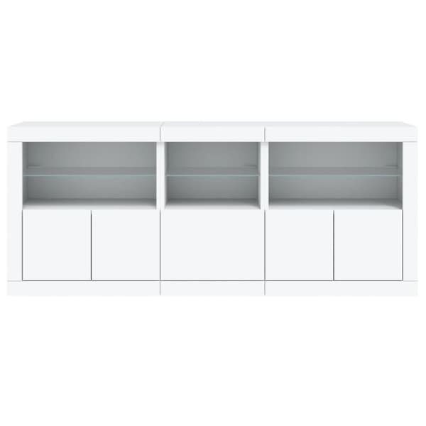 vidaXL Skänk med LED-belysning vit 162x37x67 cm