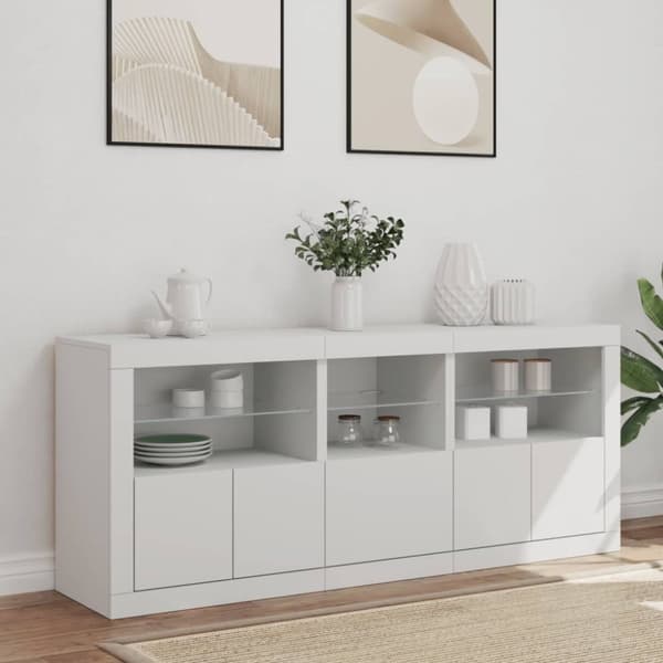 vidaXL skænk med LED-lys 162x37x67 cm hvid