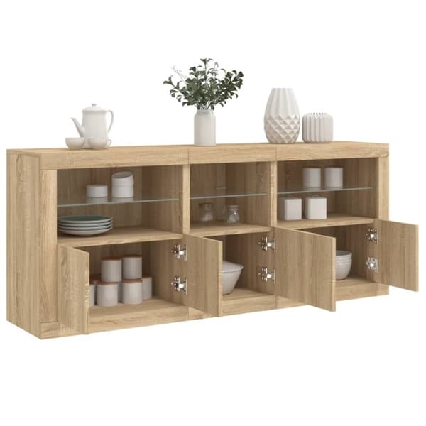 vidaXL Senkki LED-valoilla Sonoma-tammi 162x37x67 cm