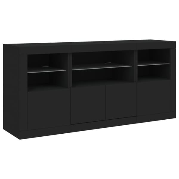 vidaXL skænk med LED-lys 142,5x37x67 cm sort