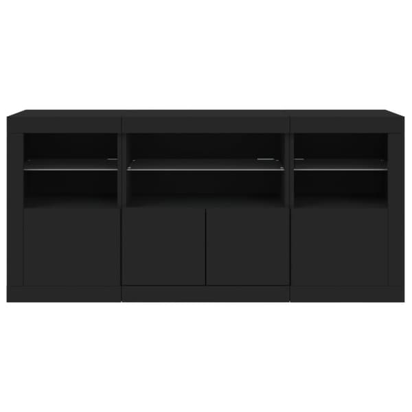 vidaXL skænk med LED-lys 142,5x37x67 cm sort