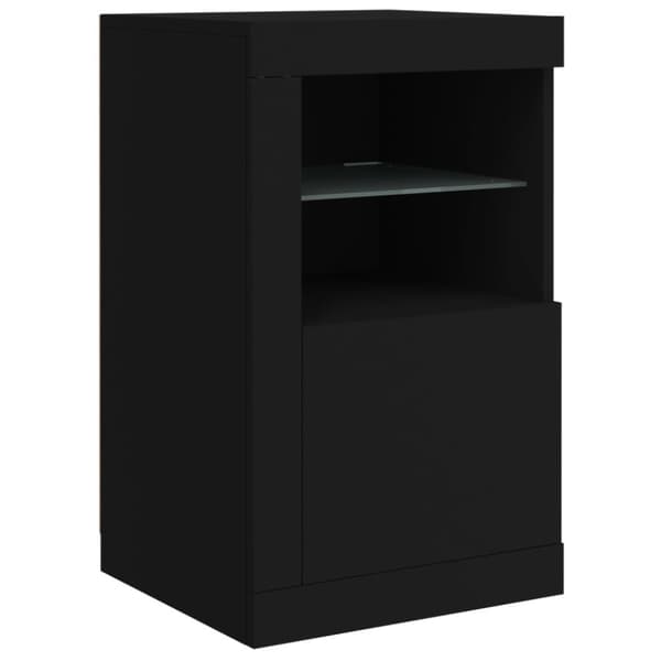 vidaXL skænk med LED-lys 142,5x37x67 cm sort