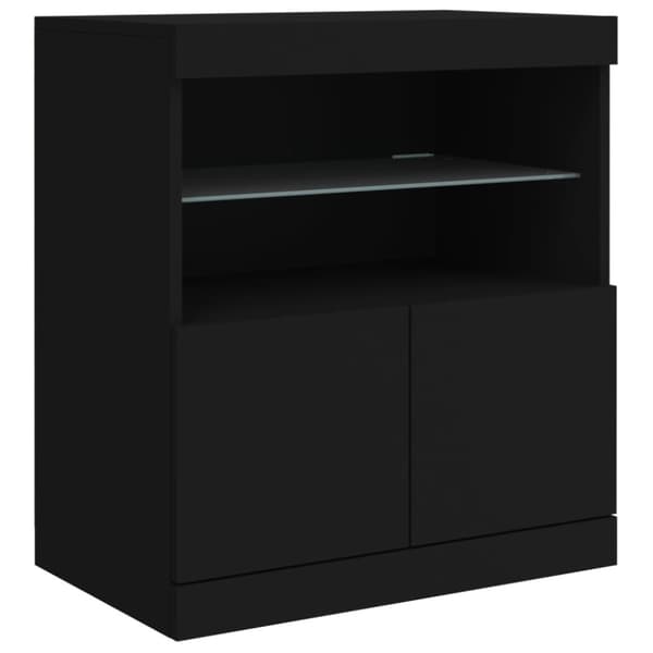 vidaXL skænk med LED-lys 142,5x37x67 cm sort