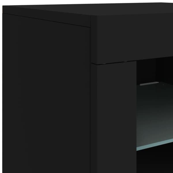 vidaXL skænk med LED-lys 142,5x37x67 cm sort