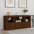 Miniatyrbilde 3 av 11: vidaXL Skjenk med LED-lys brun eik 142,5x37x67 cm