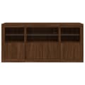 Miniatyrbilde 6 av 11: vidaXL Skjenk med LED-lys brun eik 142,5x37x67 cm