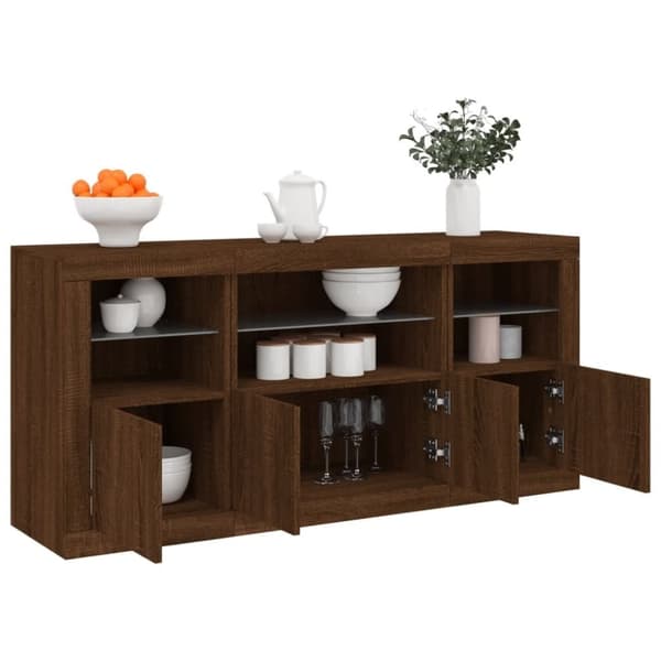 vidaXL Senkki LED-valoilla ruskea tammi 142,5x37x67 cm