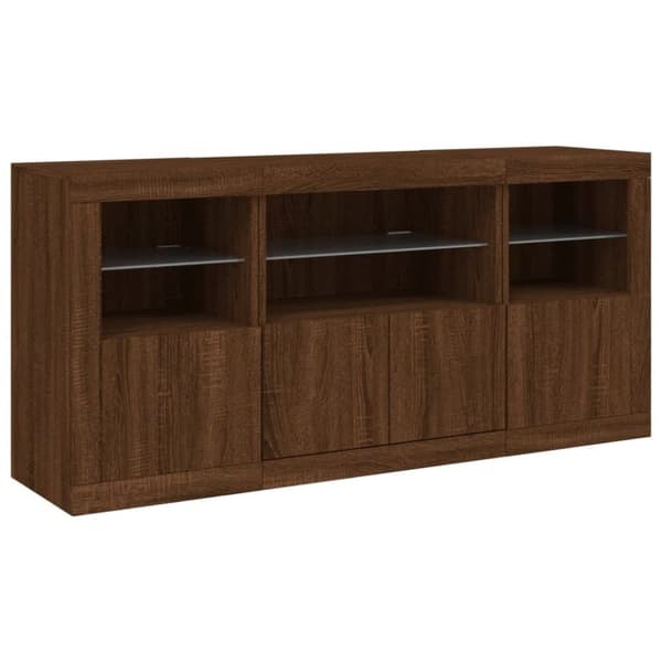 vidaXL Senkki LED-valoilla ruskea tammi 142,5x37x67 cm