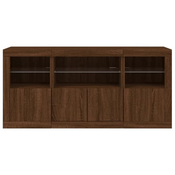 vidaXL Senkki LED-valoilla ruskea tammi 142,5x37x67 cm