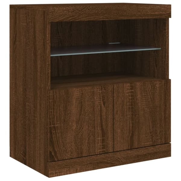 vidaXL Senkki LED-valoilla ruskea tammi 142,5x37x67 cm