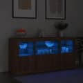 Pikkukuva 1 / 11: vidaXL Senkki LED-valoilla ruskea tammi 142,5x37x67 cm