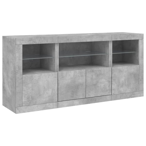 vidaXL Skänk med LED-belysning betonggrå 142,5x37x67 cm