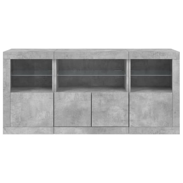 vidaXL Skänk med LED-belysning betonggrå 142,5x37x67 cm