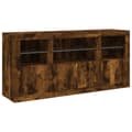 Miniatyrbilde 5 av 11: vidaXL Skjenk med LED-lys røkt eik 142,5x37x67 cm
