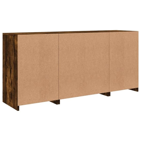 vidaXL Skjenk med LED-lys røkt eik 142,5x37x67 cm