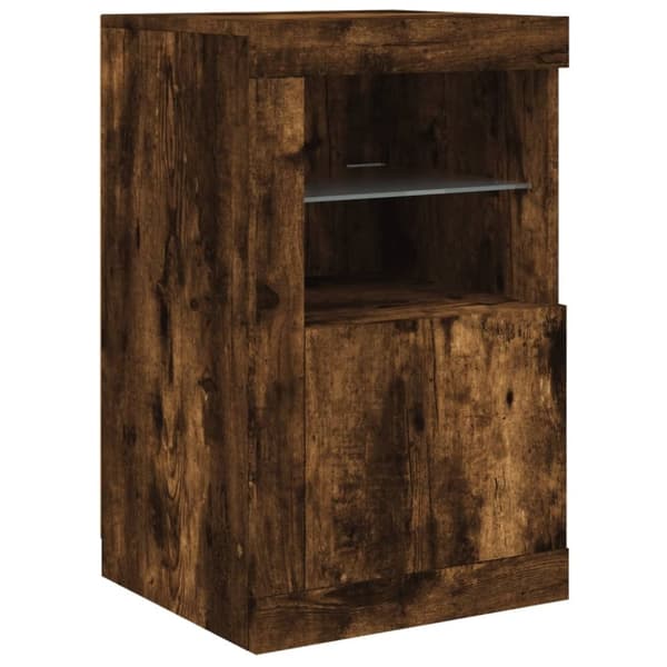 vidaXL Skjenk med LED-lys røkt eik 142,5x37x67 cm
