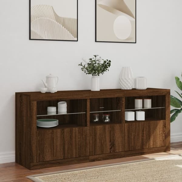 vidaXL Senkki LED-valoilla ruskea tammi 162x37x67 cm