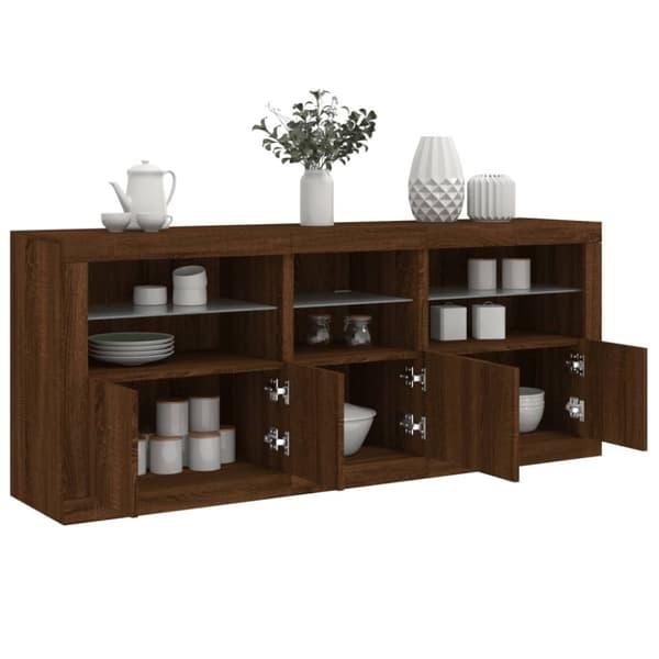 vidaXL Senkki LED-valoilla ruskea tammi 162x37x67 cm