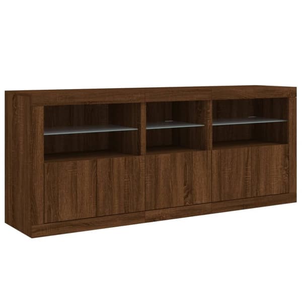 vidaXL Senkki LED-valoilla ruskea tammi 162x37x67 cm