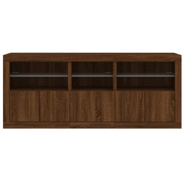 vidaXL Senkki LED-valoilla ruskea tammi 162x37x67 cm