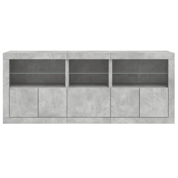 vidaXL Skjenk med LED-lys betonggrå 162x37x67 cm