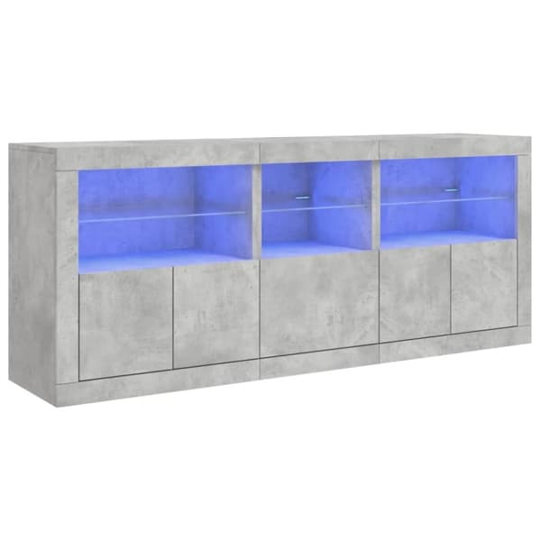 vidaXL Skjenk med LED-lys betonggrå 162x37x67 cm