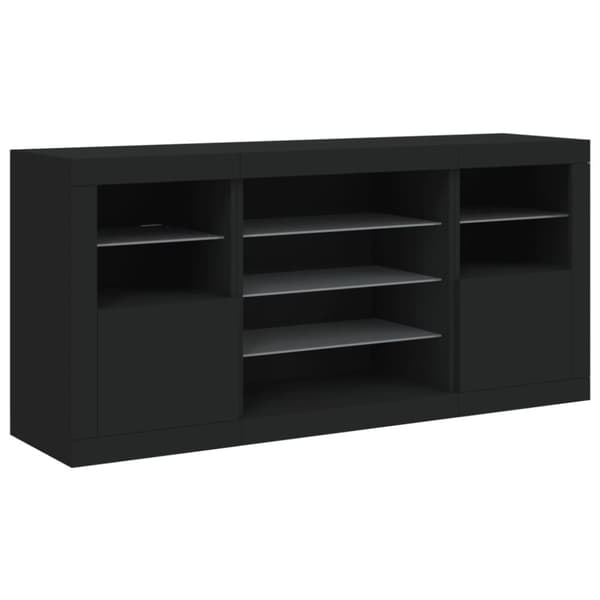 vidaXL Skjenk med LED-lys svart 142,5x37x67 cm