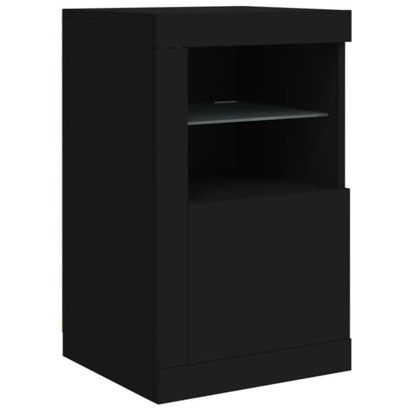 vidaXL Skjenk med LED-lys svart 142,5x37x67 cm