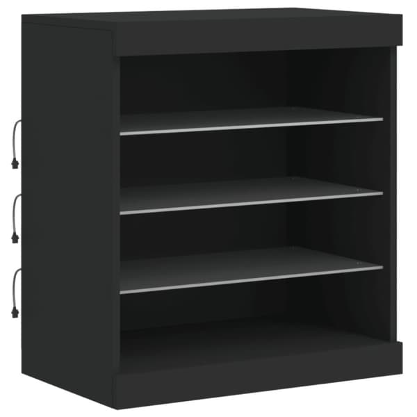 vidaXL Skjenk med LED-lys svart 142,5x37x67 cm