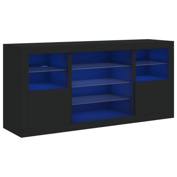 vidaXL Skjenk med LED-lys svart 142,5x37x67 cm