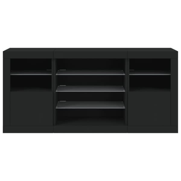 vidaXL skænk med LED-lys 142,5x37x67 cm sort